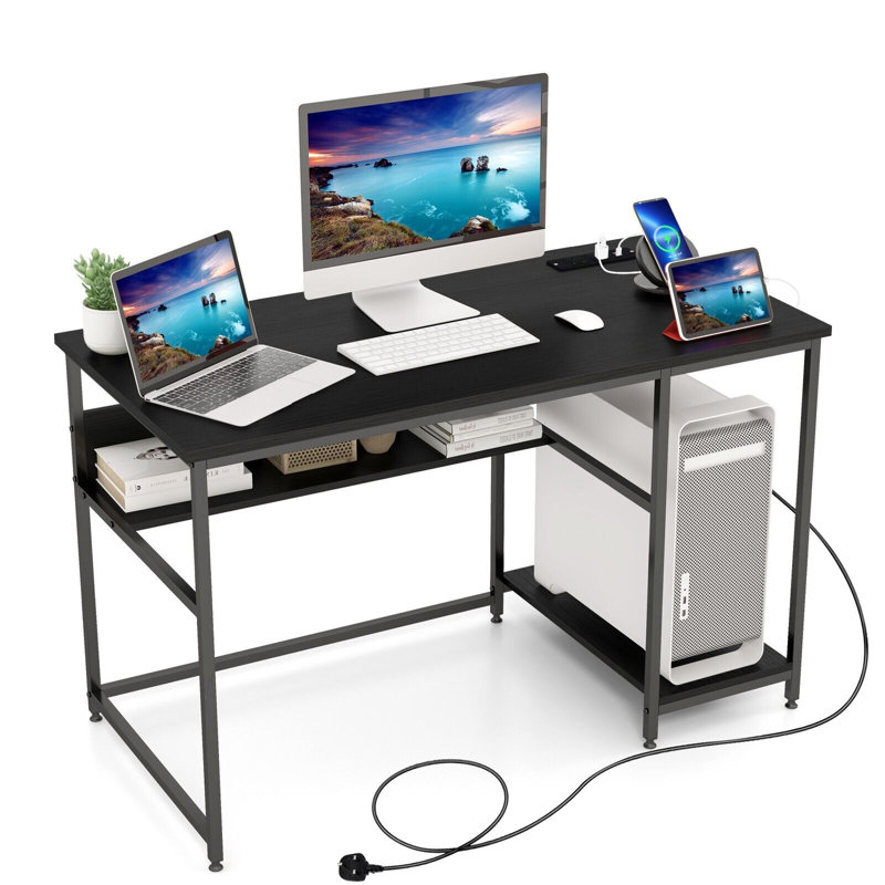 Muthanna Metal Base Computer Desk, Black
