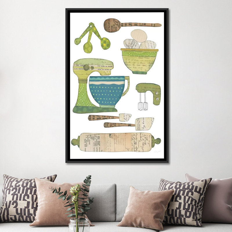 « cuisine i », reproduction d’impression sur toile tendue, H 60 po x l 40po x P 1,5 po, Toile avec cadre noir, Pas de tapis