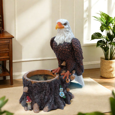 Jardinières réalistes avec aigle, souche d'arbre rustique en résine durable pour patio