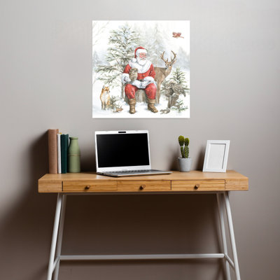 Contemporary Woodland Santa Ii With Animals Christmas Art