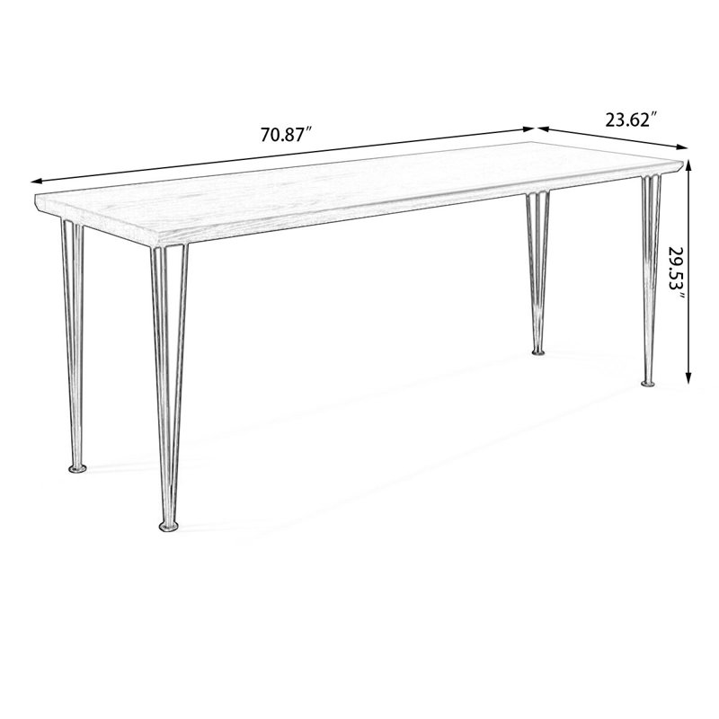 Bureaux rectangulaires bruns en bois massif, H 29,53 po x l 70,87 po x P 23,62 po 