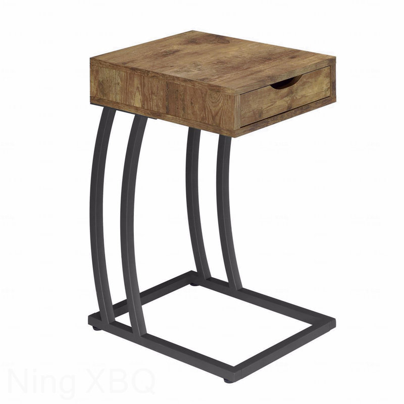 Table d'appoint antique muscade Hi-Tech avec accents bronze industriel, Brun