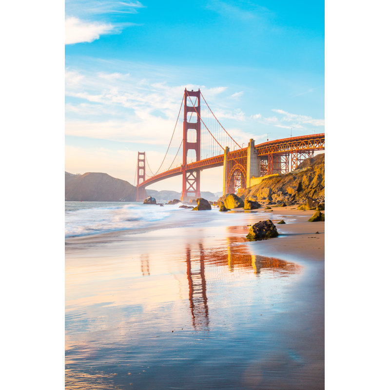 Golden Gate Bridge At Sunset by Bluejay - Wrapped Canvas Print, 46cm H x 30cm W