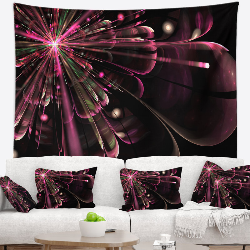 Tapisserie florale mauve clair avec pétales de fleurs numériques, H 32 po x l 39 po