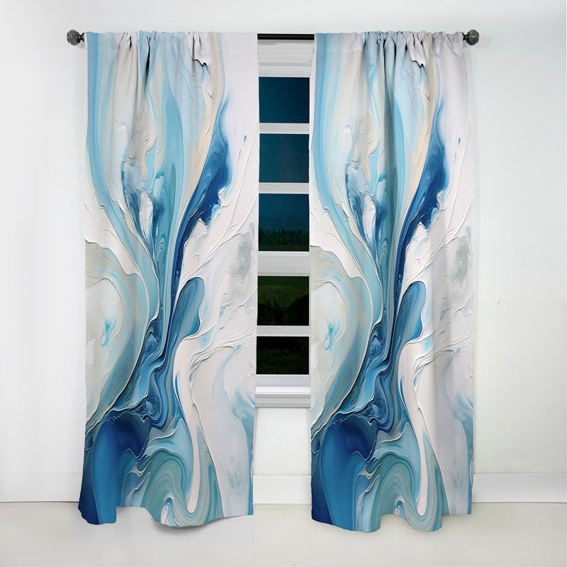 Blue And Grey Ethereal Elixir V - Abstract Curtain - Blackout Abstract Curtain - 1 Panels, L 52 po x L 95 po