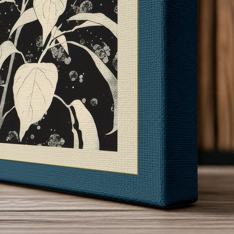 Flowering Garden Botanical - Wrapped Canvas, 18x12 - 45.7 x 30.5 cm, Teal Border