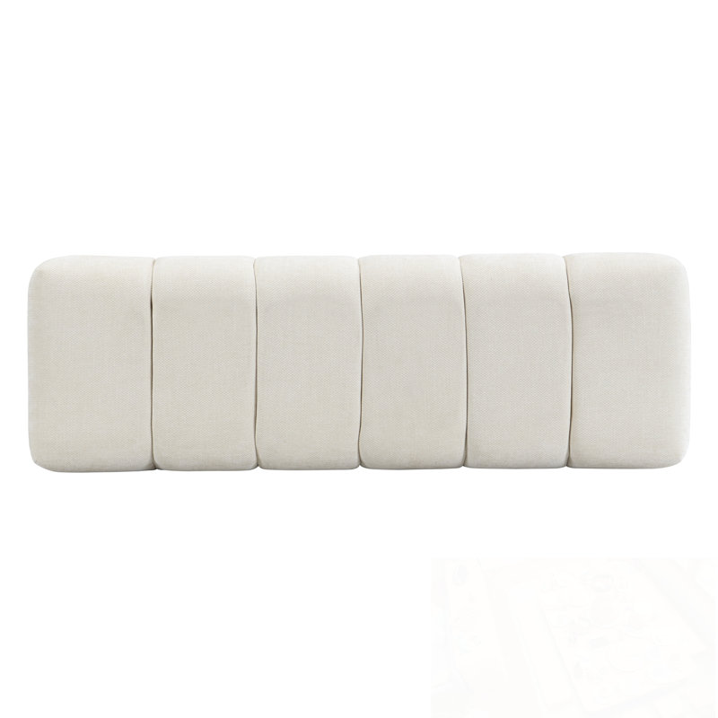 Banc rembourré avec pieds en bois robustes, Beige