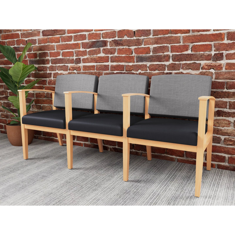 Siège tandem 3 places Amherst, Naturel, Gris Chambray / noir Patriot Plus
