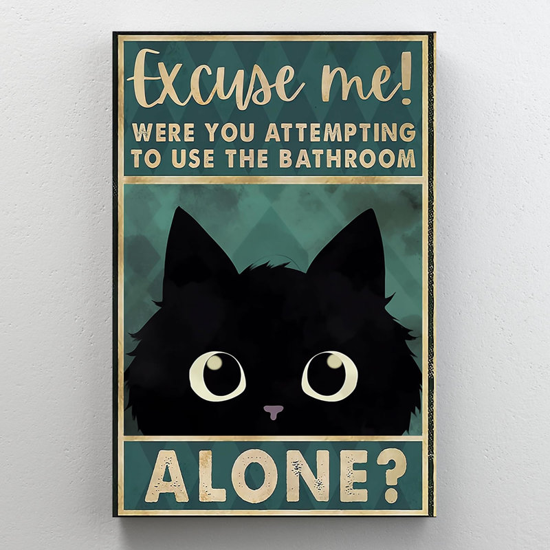 «Black Cat Excuse Me», reproduction d'art rectangulaire sur toile tendue 1 pièce, H 36 po x l 24 po x P 1,25 po
