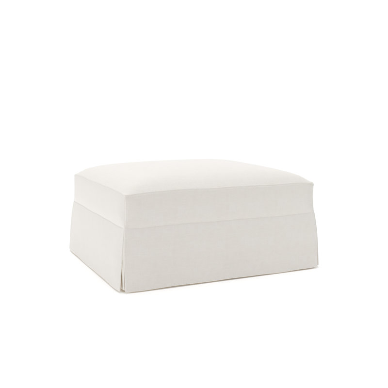 Lucia Upholstered Ottoman, Lena Off White Performance Linen Blend