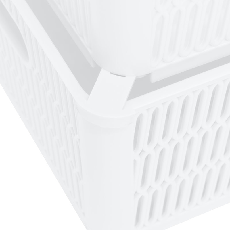 Rebrilliant Plastic Bin, White, 4.72" H x 9.06" W x 11" D
