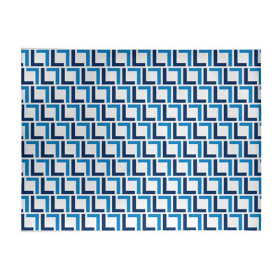 Tapis géométrique bleu / blanc