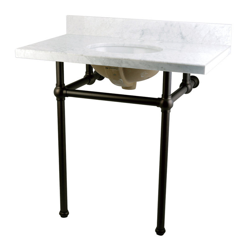 Kingston Brass Templeton 36-Inch Vanity Top with Brass Legs (8-Inch, 3-Hole), Oil Rubbed Bronze