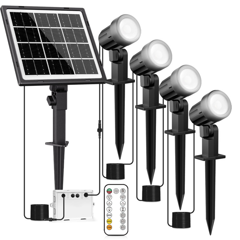 Projecteur à DEL noir à basse tension intégré à énergie solaire (ensemble de 4)