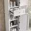 Grande armoire de rangement pour salle de bain, armoire de rangement autoportante avec tiroir et tablette réglable, panneau de fibres à densité moyenne avec finition peinte-352492080