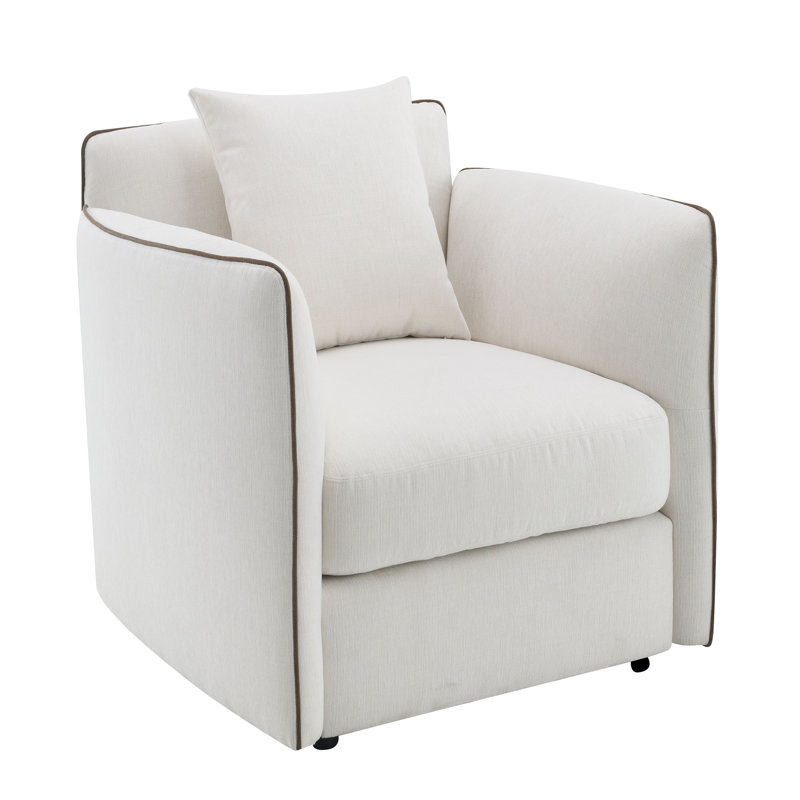 Chaise en chenille beige avec oreiller Yolanda