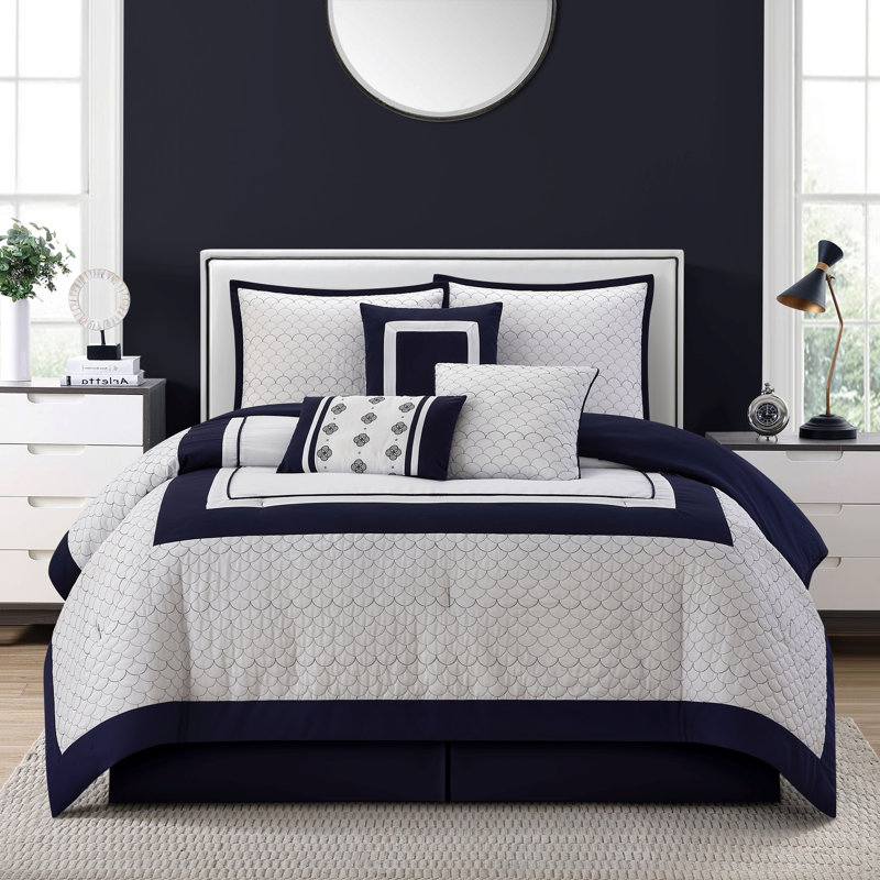 Novalie 7 Piece Scallops Comforter Set, California King Comforter + 6 Additional Pieces