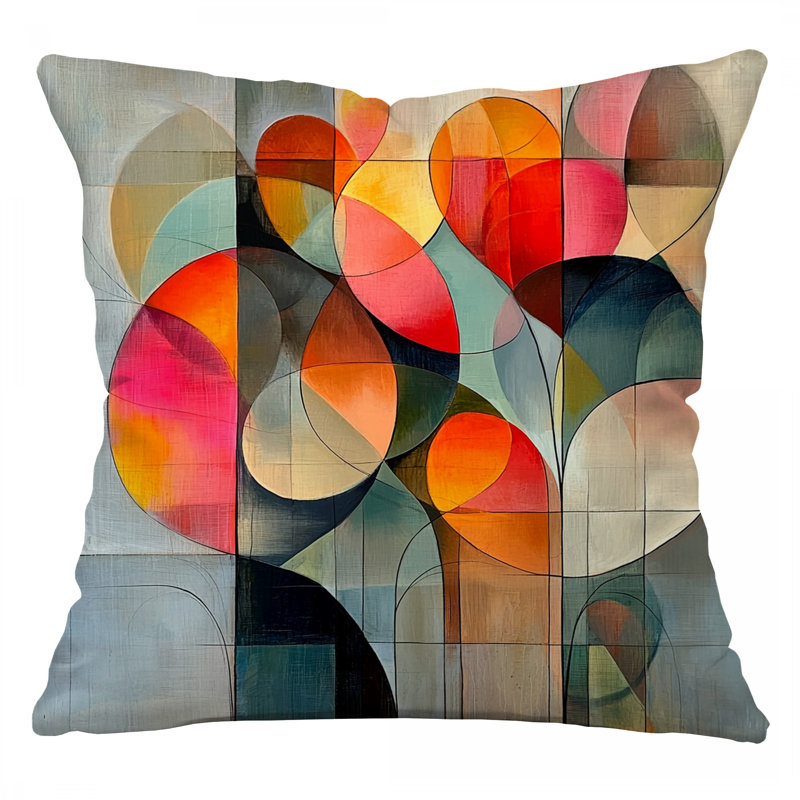 Coussin abstrait, sergé moderne, Carré 18 po