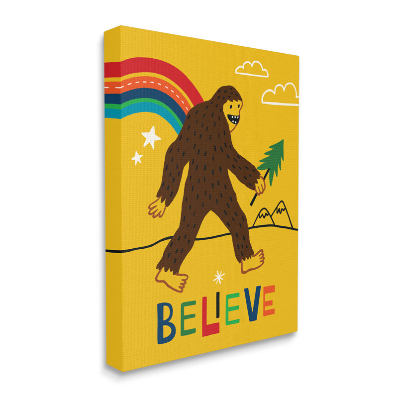 «Whimsical Believe Expression Happy Sourire Big Foot» par Nina Seven - impression, H 20 po x l 16 po, Toile tendue