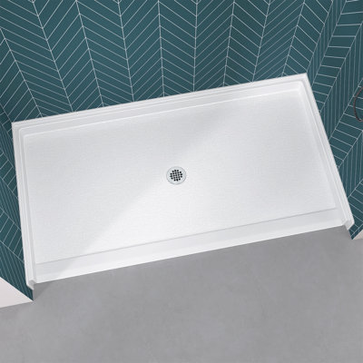 Base de douche 66 po x 36 po ADA Roll-In, base de douche en acrylique accessible en fauteuil roulant, drain central, base de douche antidérapante à seuil bas