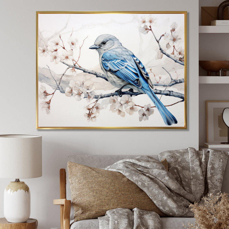 «Bird On The Brink II», reproduction d'art sur toile, H 16 po x l 32 po x P 1 po, Cadre flottant doré