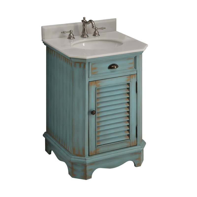 Meuble-lavabo de salle de bain Abbeville de 24 pouces, bleu pâle vieilli, style cottage, bleu