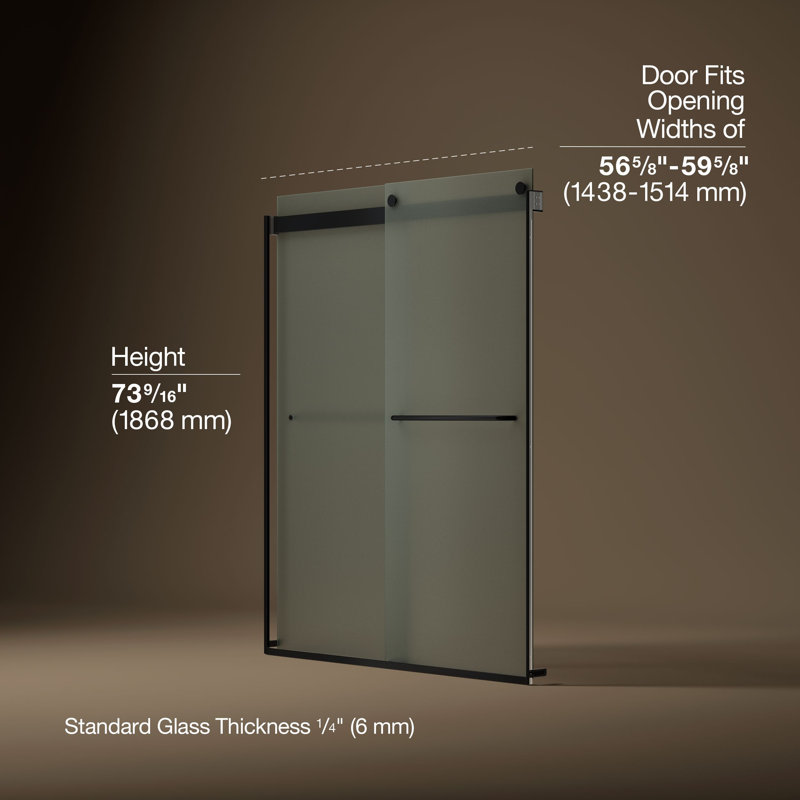 Levity 59.63" x 74" Bypass Shower Door with CleanCoat® Technology, Matte Black, Frosted