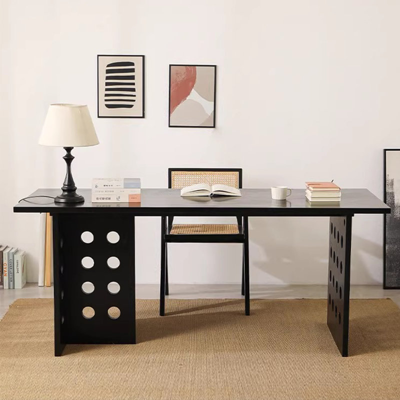 Bureaux rectangulaires en bois massif, Noir, noir, noir, noir, H 29,53 po x l 62,99 po x P 27,56 po