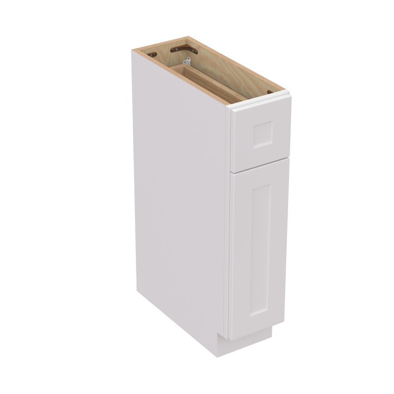 White Solid Wood Single Door Cabinet For Compact Rooms - 9" Wx34.5 Hx24 D, And , Quiet Closing