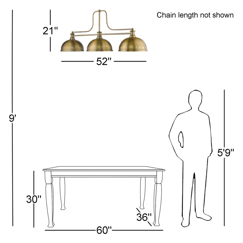 Enola 3 - Light Kitchen Island Pendant, Heritage Brass