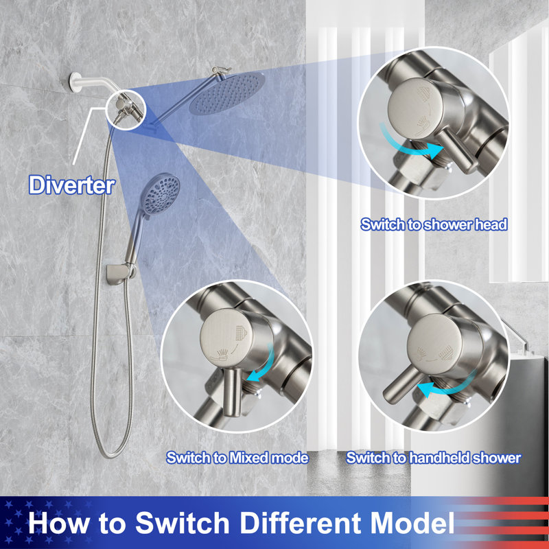 Complete Shower System with Rough in-Valve, Brushed Nickel