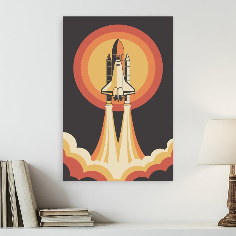 «Retro Navette spatiale», impression d'art rétro rétro paysage nature, 24" H x 16" W