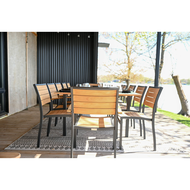 SoHo 115" Teak Aluminum Outdoor Extension Table, White