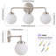 Luminaire de salle de bain à 3 lumières à intensité variable avec abat-jour en verre blanc soufflé à la main-133329478