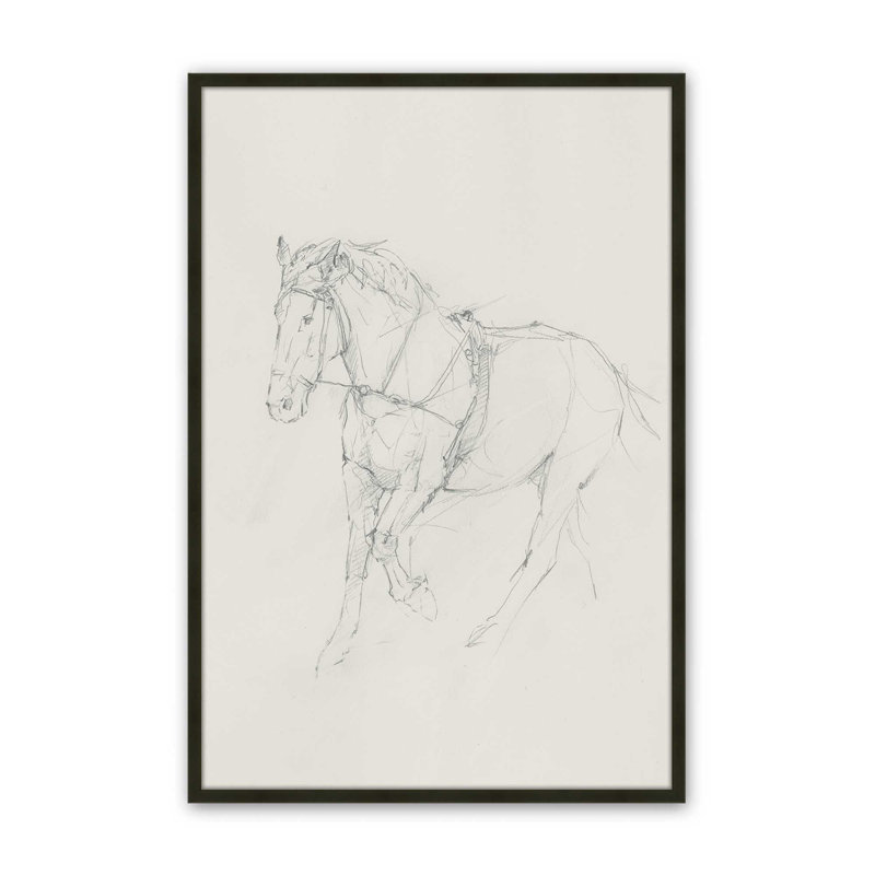 Reproduction d'art sur toile Bridled Horse, H 40 po x l 30 po, Impression sur cadre ouvert sans papier mat, Noir
