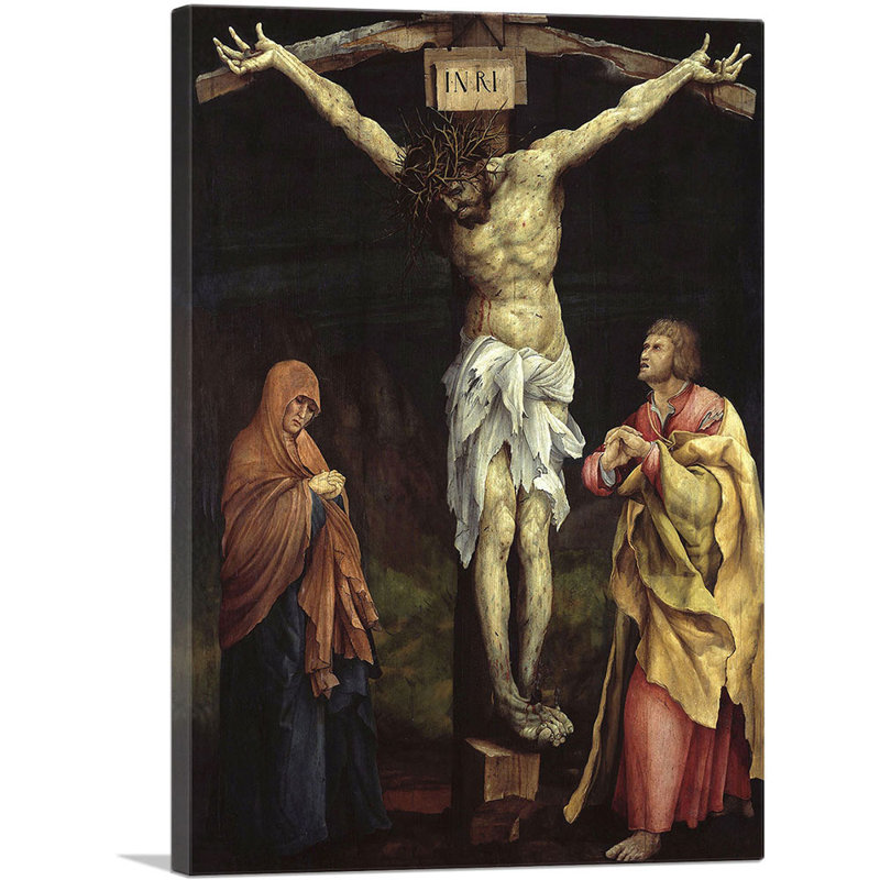«The Crucifixion 1525» par Mathias Grunewald, reproduction d'art, H 26 po x l 18 po x P 0,75 po
