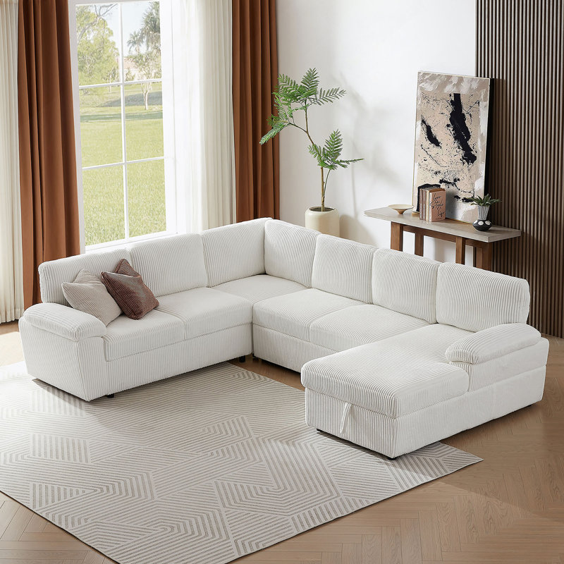 Oversized Modular Storage Sectional Sofa Couch for Living Room with Convertible Sleeper