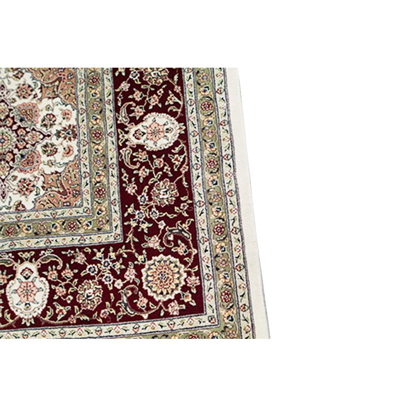 Tapis ivoire et vin noué à la main de haute qualité