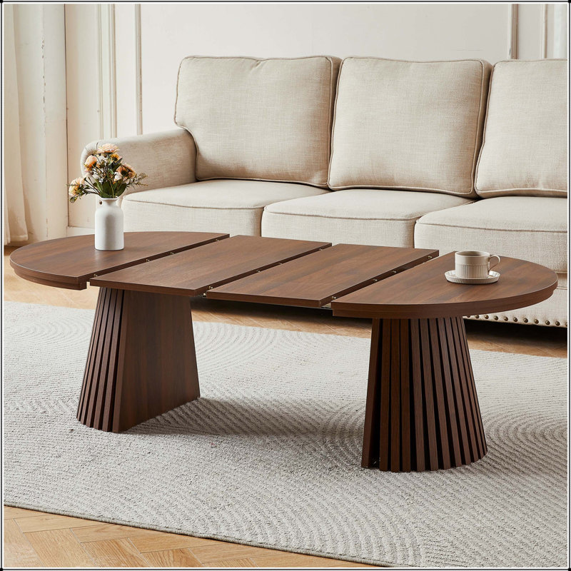 Table basse / de salle à manger extensible ovale avec pieds à lattes
