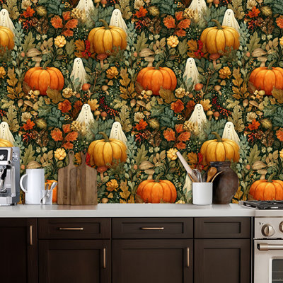 Papier peint auto-adhésif pour aquarelle Pott and Stick Cozy Halloween Cottagecore