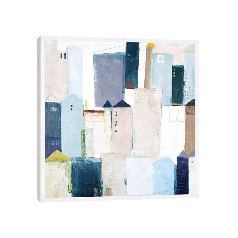 Playground I - Painting on Canvas, 93.98cm H x 93.98cm W x 3.81cm D, White Framed