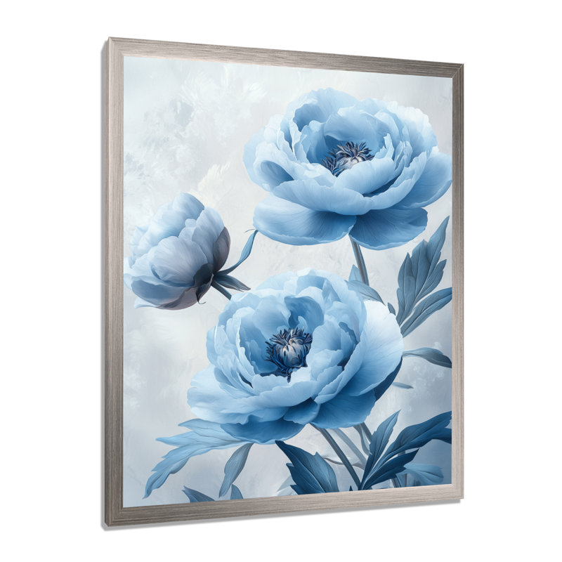 Callender - salon d'art mural floral, H 32 po x l 16 po, Argent argent, Reproduction encadrée d'une seule photo