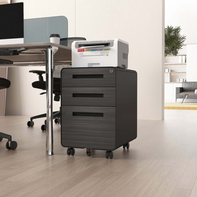 Classeur mobile à 3 tiroirs sous le bureau, armoire de rangement polyvalente de style simple pour dossiers légaux / lettre / A4, 5 roulettes en acier laminé à froid anti-basculement et imperméable