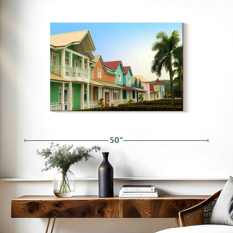 Caraïbes, maisons tropicales, H 24 po x l 36 po