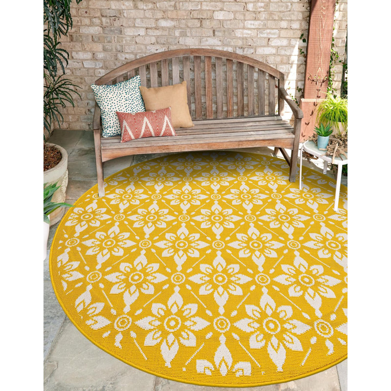 Tapis jaune Aucun, Rond 3 pi 1 po