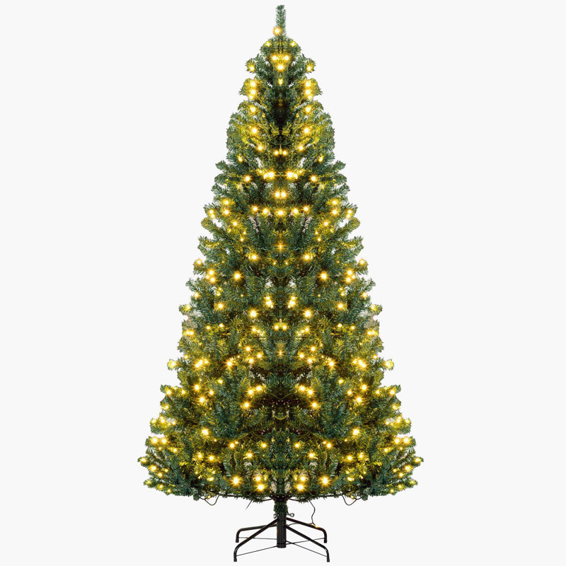 7.5' Tall Prelit Christmas Tree Douglas Fir Artificial Christmas Tree with Realistic Branches, Green