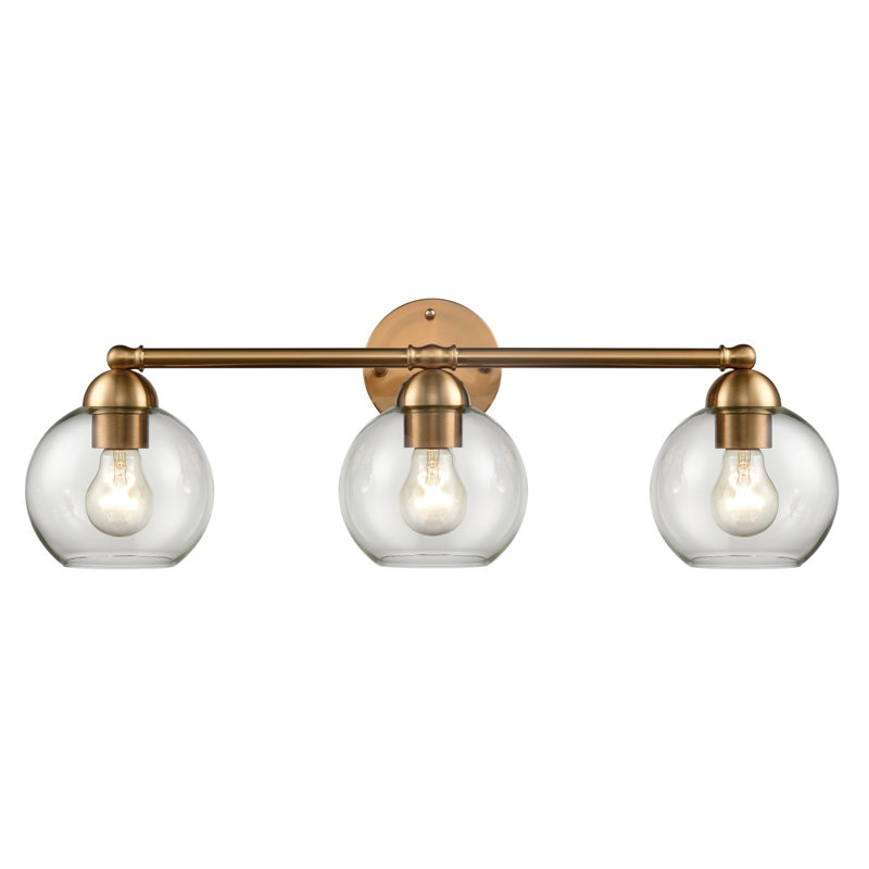 Éclairage pour salle de bain à 3 lumières de 25 po de largeur Cranmore - or satiné, H 9 po x l 25 po x P 9 po, Trois lumières