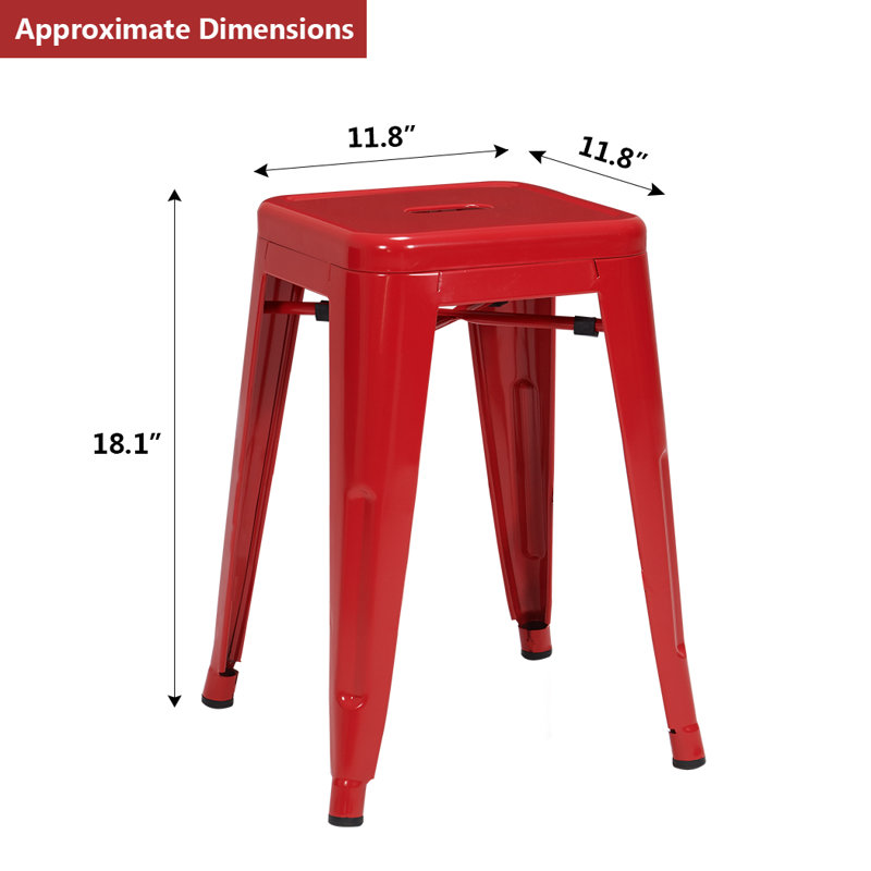 Shively Counter Stool with Metal Frame, Red