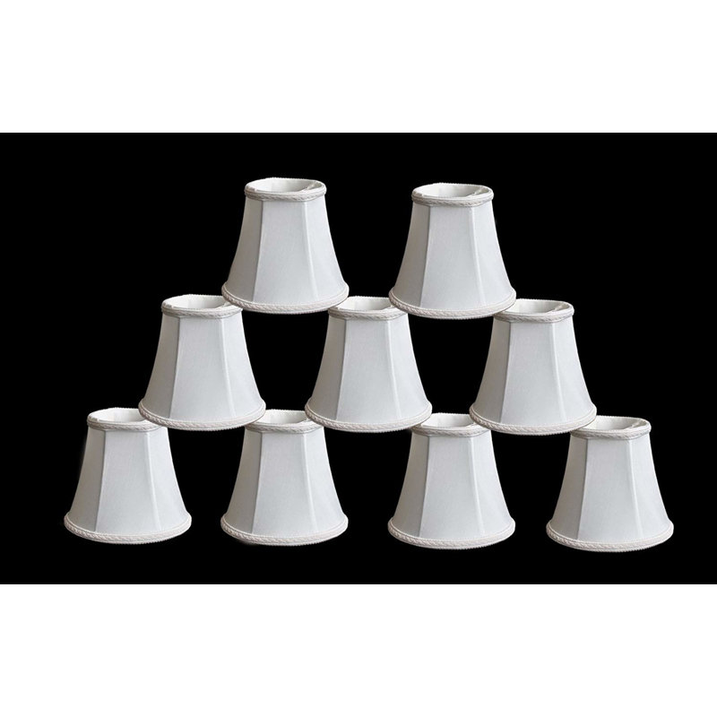 Abat-jour de candélabre en soie / shantung cloche 5 po (à pince), Blanc cassé avec bordure tressée
