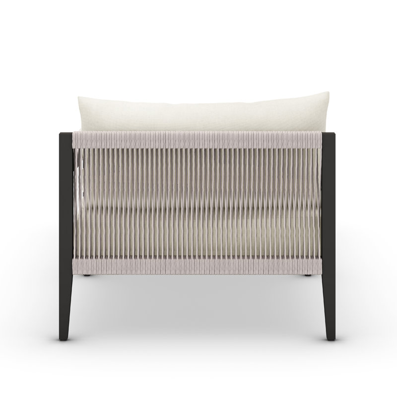 Sherwood Outdoor Teak Chaise Lounge, Polyester Blend Ivory, Bronze